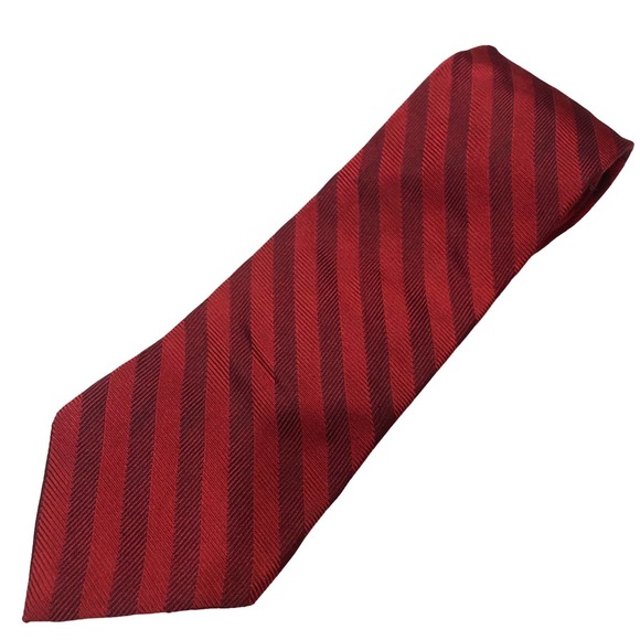 Express Other - Express Mens One Size Red Classic Italian Silk Neck Tie 2 Tone Diagonal Stripes